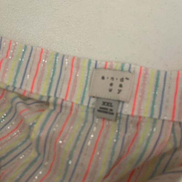 A New Day Blouse Women's XXL Metallic Striped Colorful Short Sleeve V-Neck Top - Picture 9 of 11